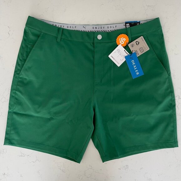 Puma Dealer Elevated Style 8" 100% Poly Golf Shorts 50+ UPF Vine Green Sz 40 NWT - Picture 3 of 13
